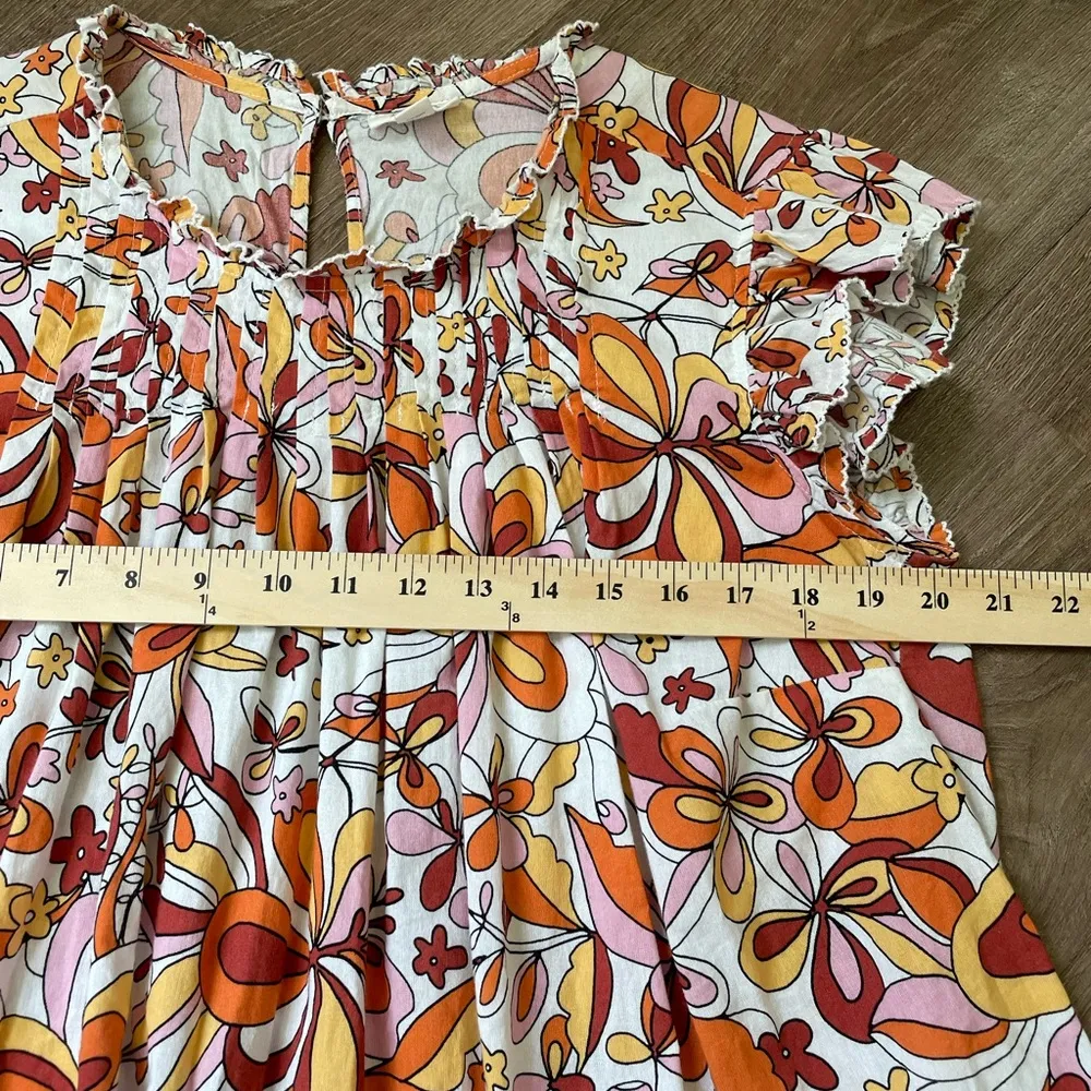 a.n.a. Short Sleeve Retro Printed Floral Blouse Colorful ~ Women’s Size 0X - Image 13