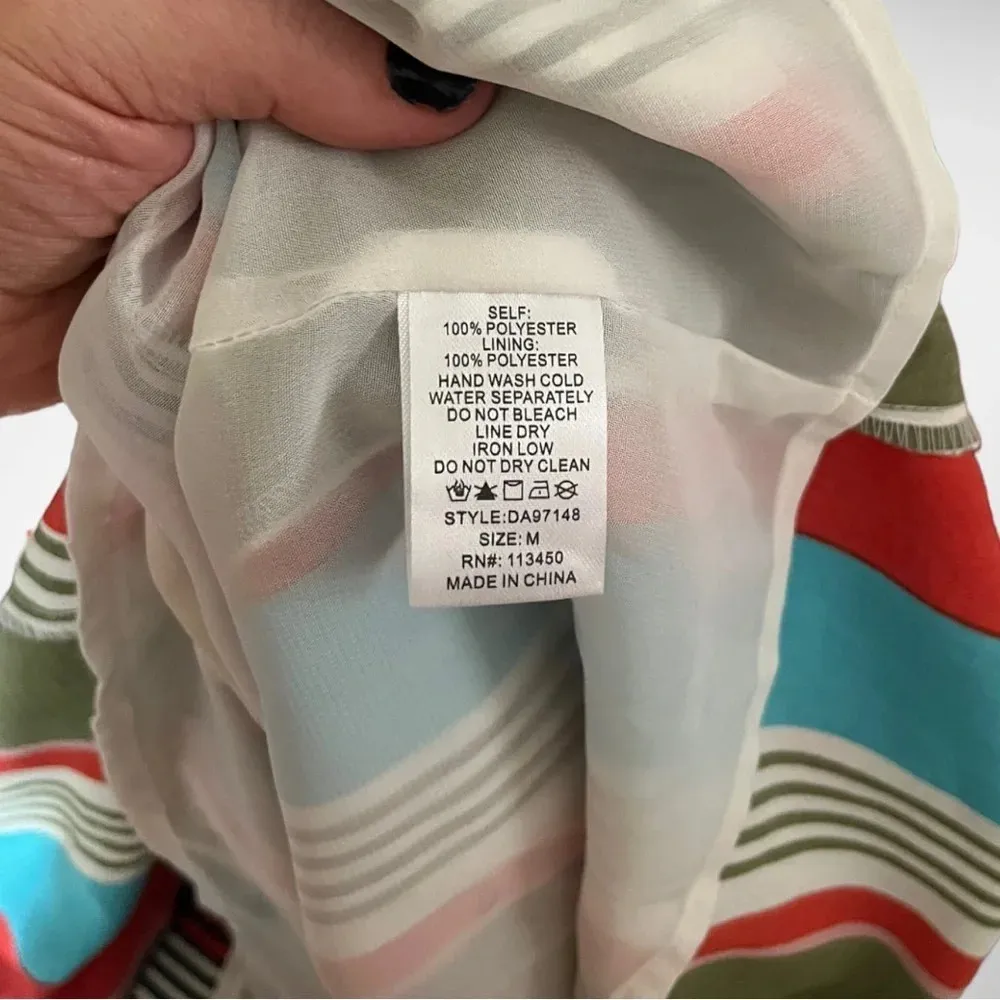 LULUMARI Women's Striped Maxi Dress With Collar Tie Front Detail Medium | EUC - Image 7