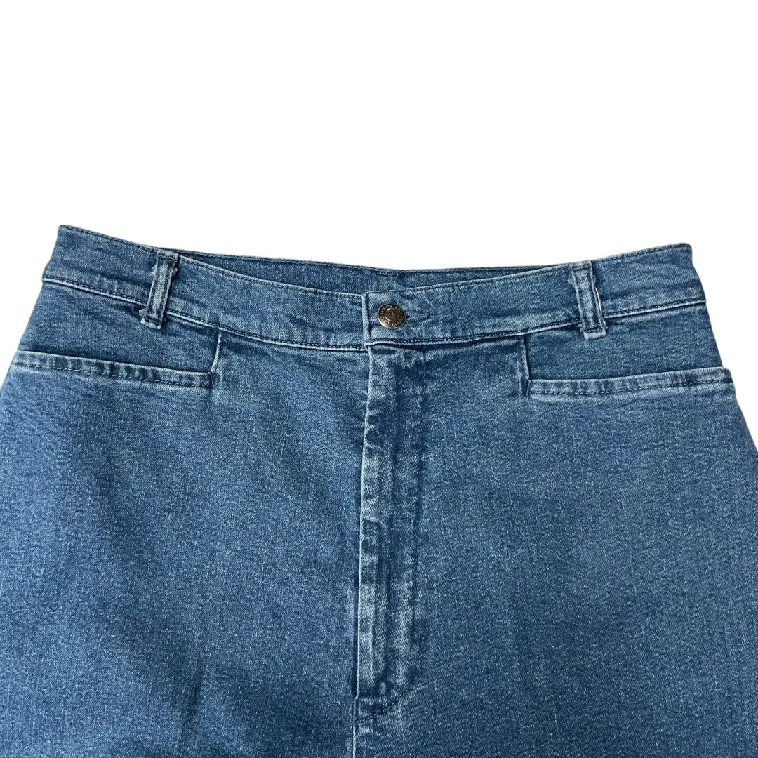 Vintage JW Collection Bareback High Waisted Straight Leg Solid Jeans Blue Sz 12 - Image 2