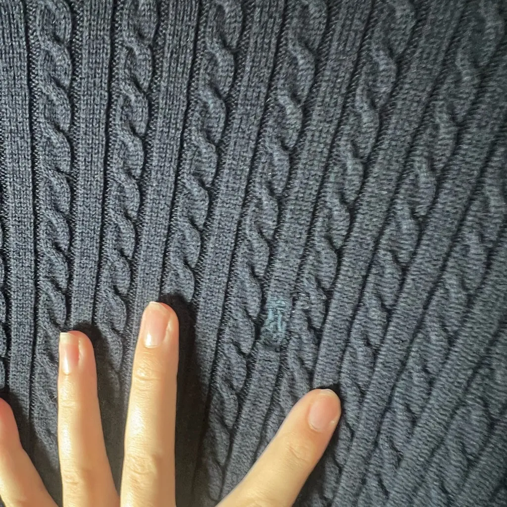 Polo Sport Ralph Lauren Old Money Navy Cable Knit Turtleneck Sweater Cotton Sz S - Image 2