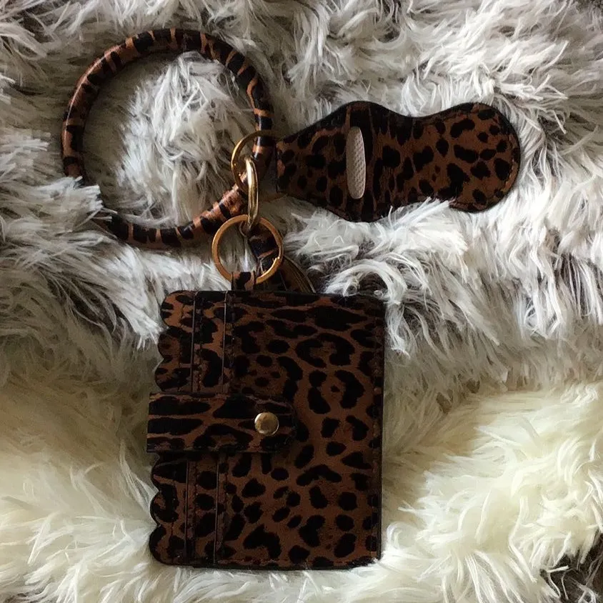 Key Chain Bracelet Chapstick Holder Credit Card Holder Wallet tassel Black - Image 3