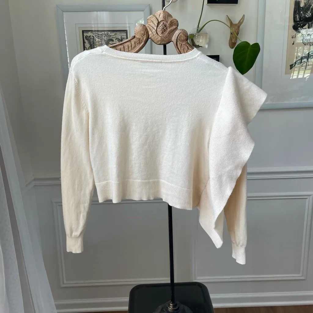 Zara Vanilla Side Ruffle Knit Crop Top Sweater S - Image 6