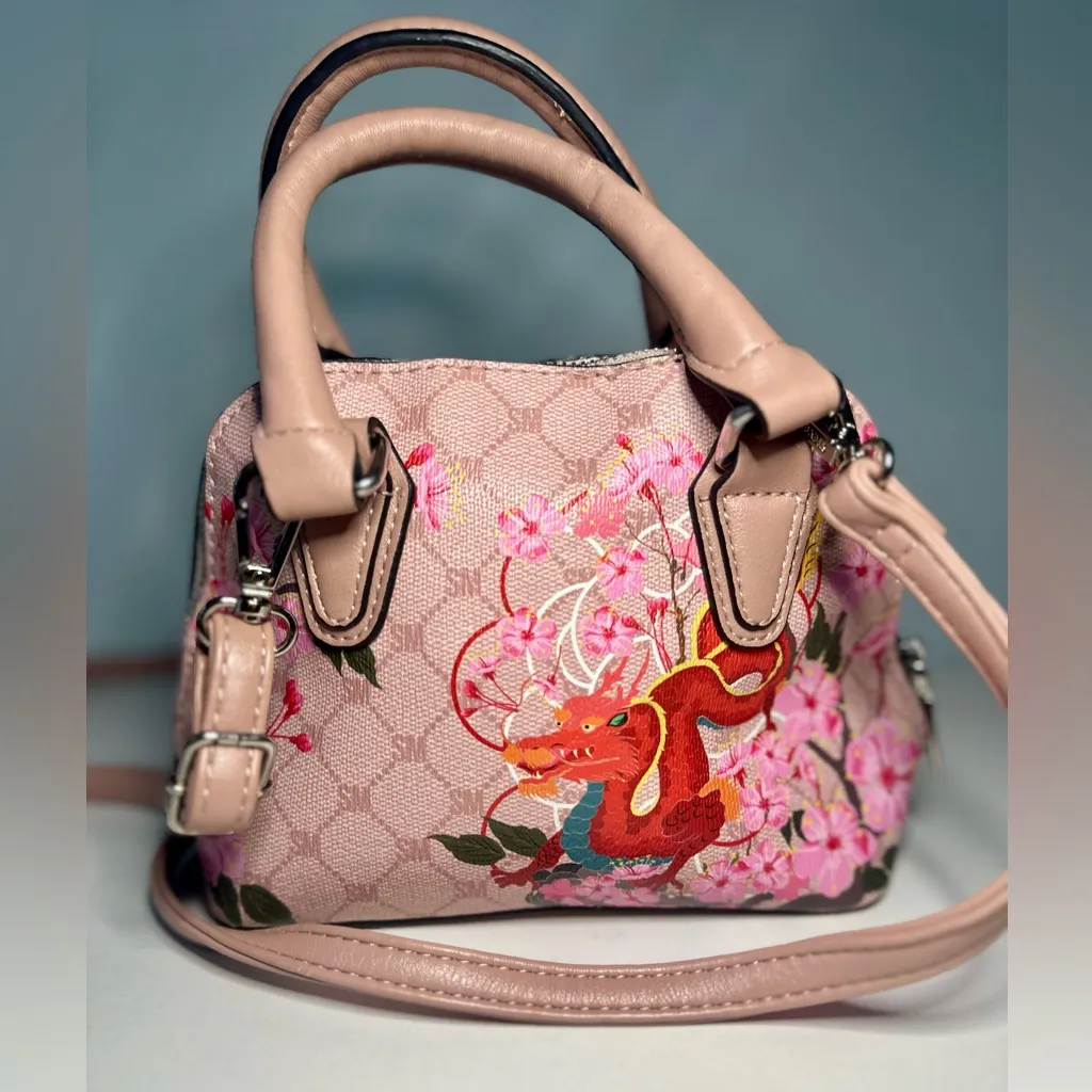 Limited Edition Steve Madden Pink Floral Dragon Satchel - Image 5