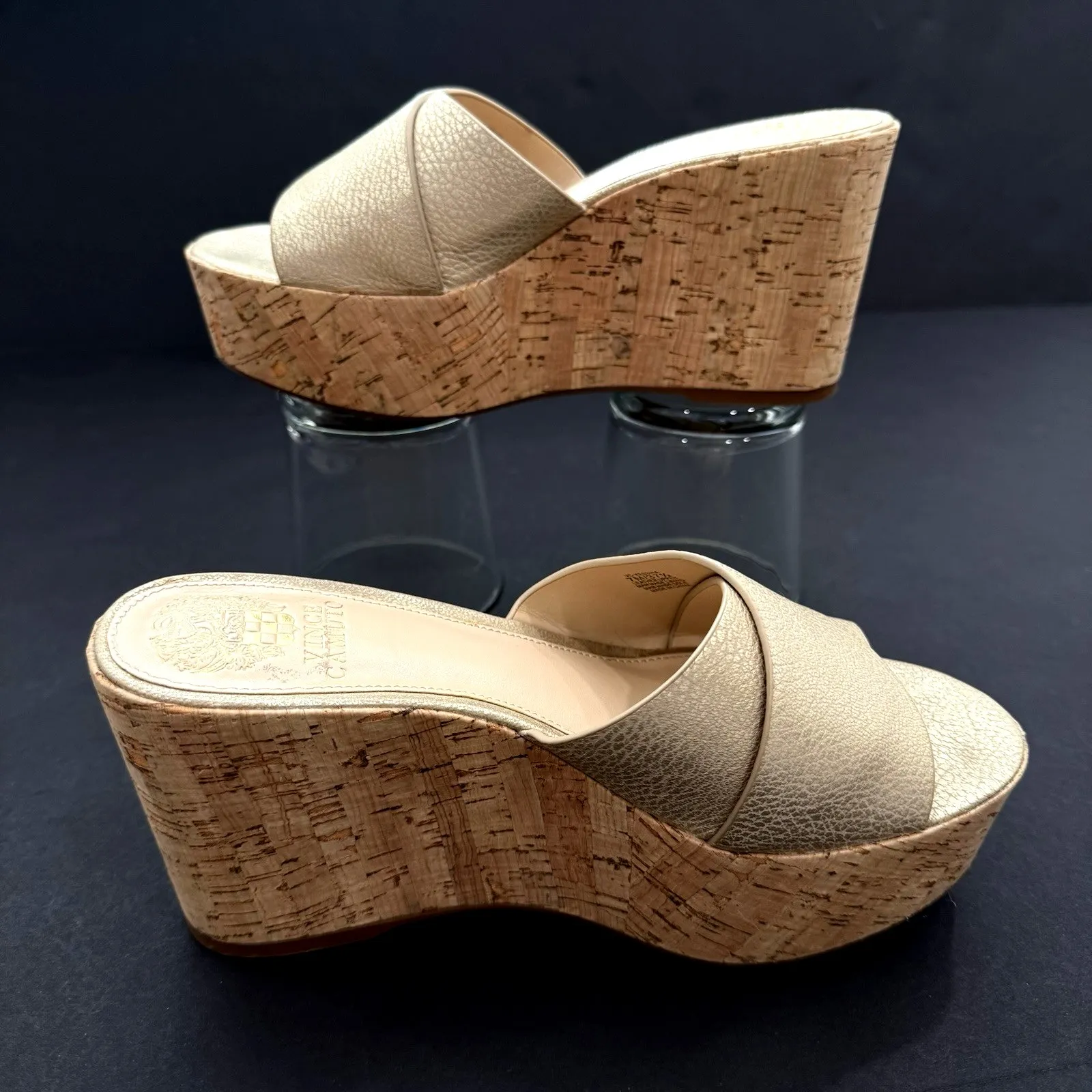 Vince Camuto Platform Wedge Slide Chunky Sandal Women US 7.5 M EU 37.5 Cork Heel - Image 3