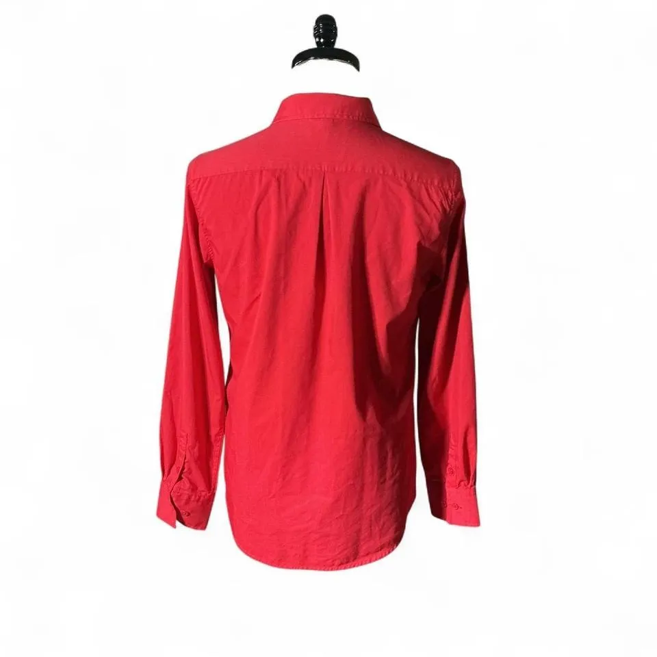 Design in Italy Womens Red Button Up Shirt Long Sleeve Luxury Size M Size M - Image 2