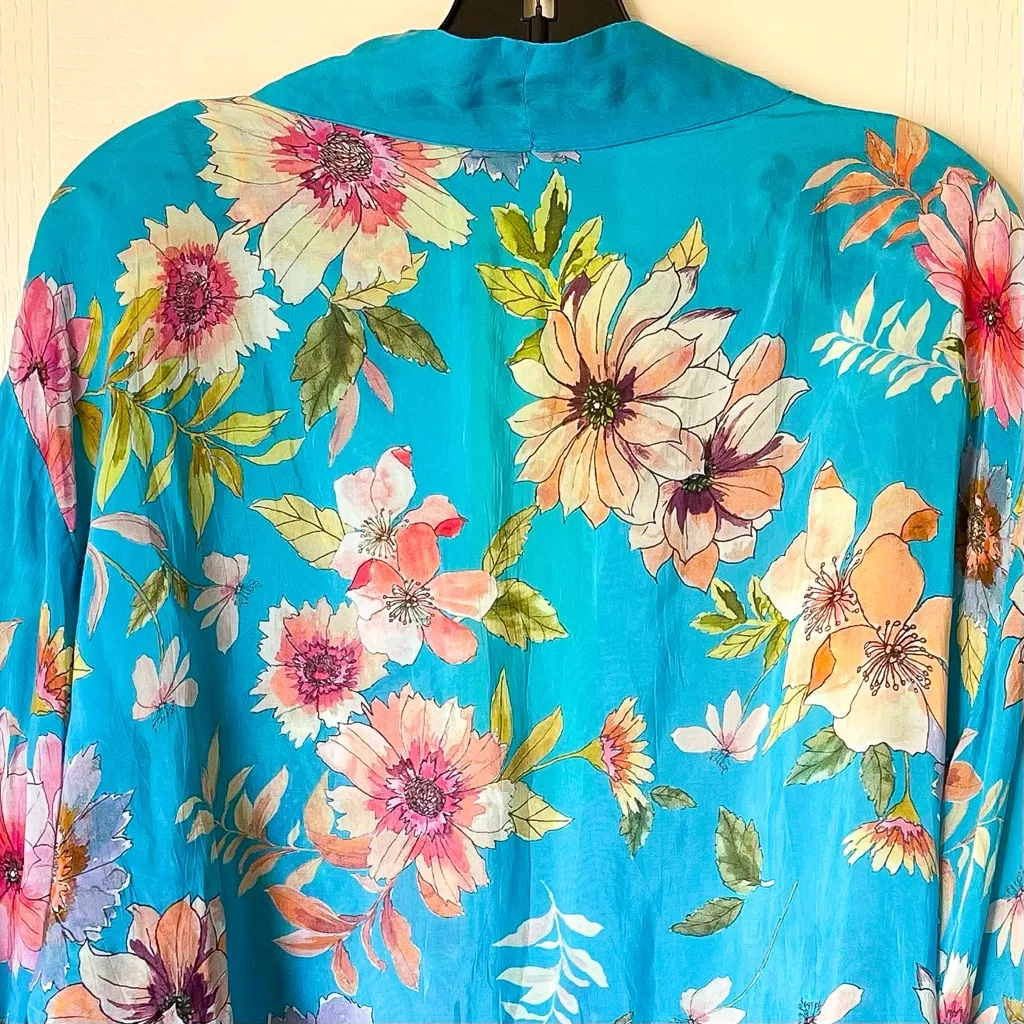 Johnny Was Samba Patchwork Reversible Kimono Floral Embroidered Multi Medium EUC - Image 9