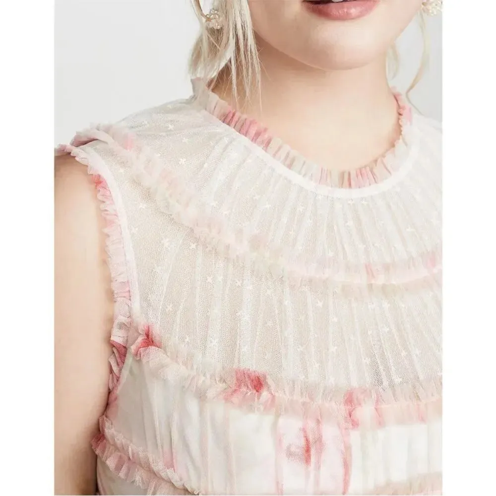 Needle and Thread Memory Rose Sleeveless Tulle Mini Dress Pink White Size 6 - Image 6