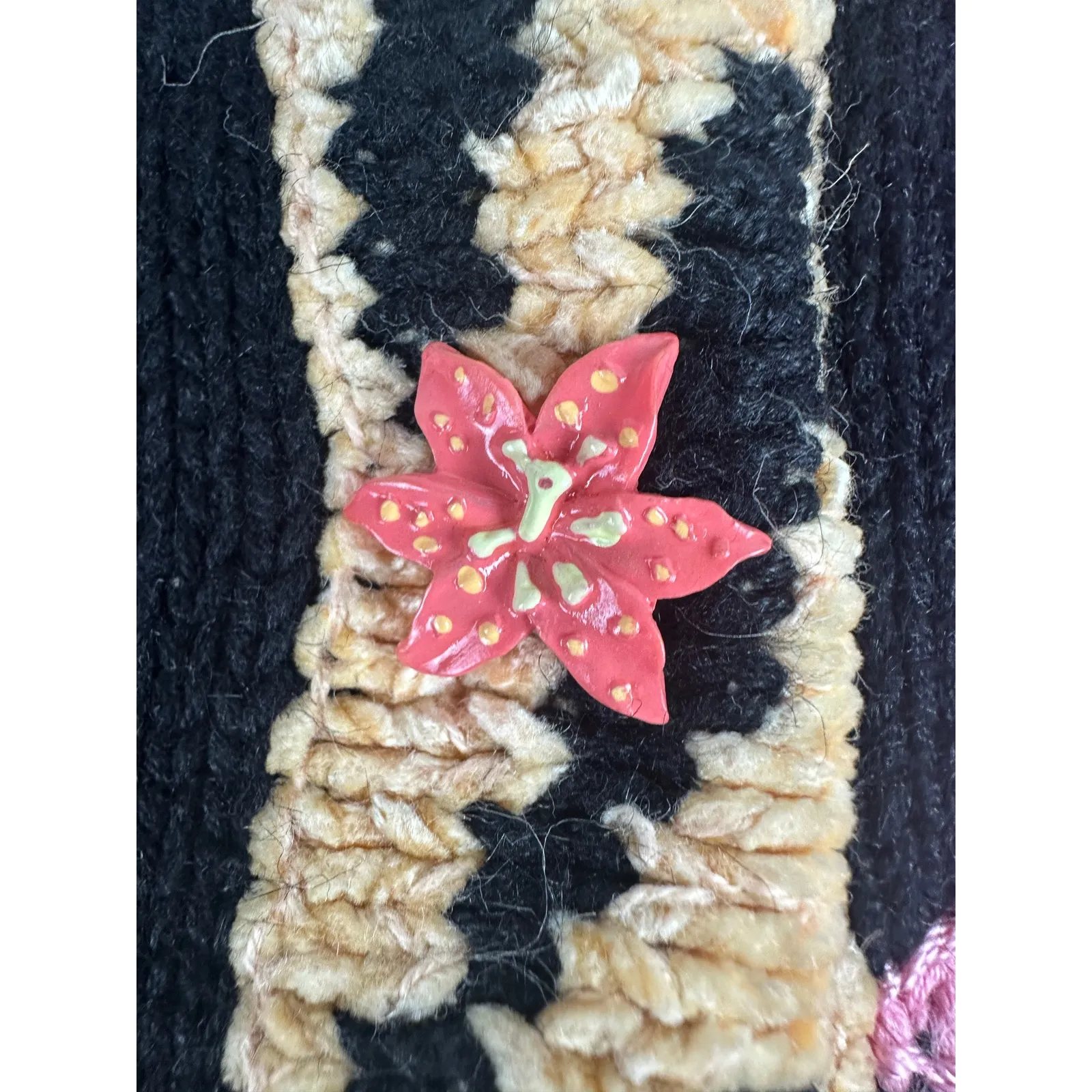 Storybook Knits Tiger Lily Size Medium Cardigan Sweater Cottage Granny Boho Black - Image 5