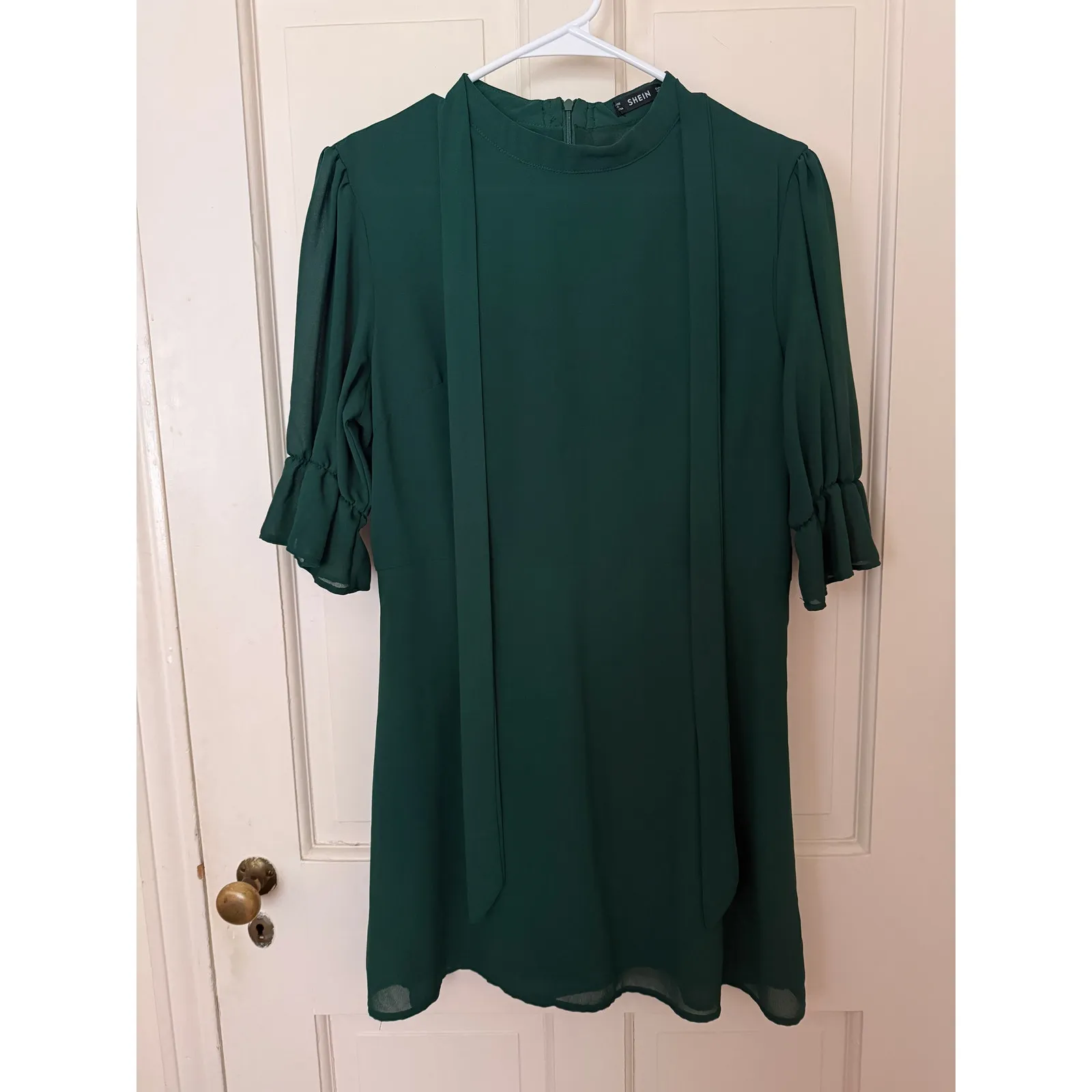 Shein Tie-Neck Teal Mini Dress - size large - Image 4