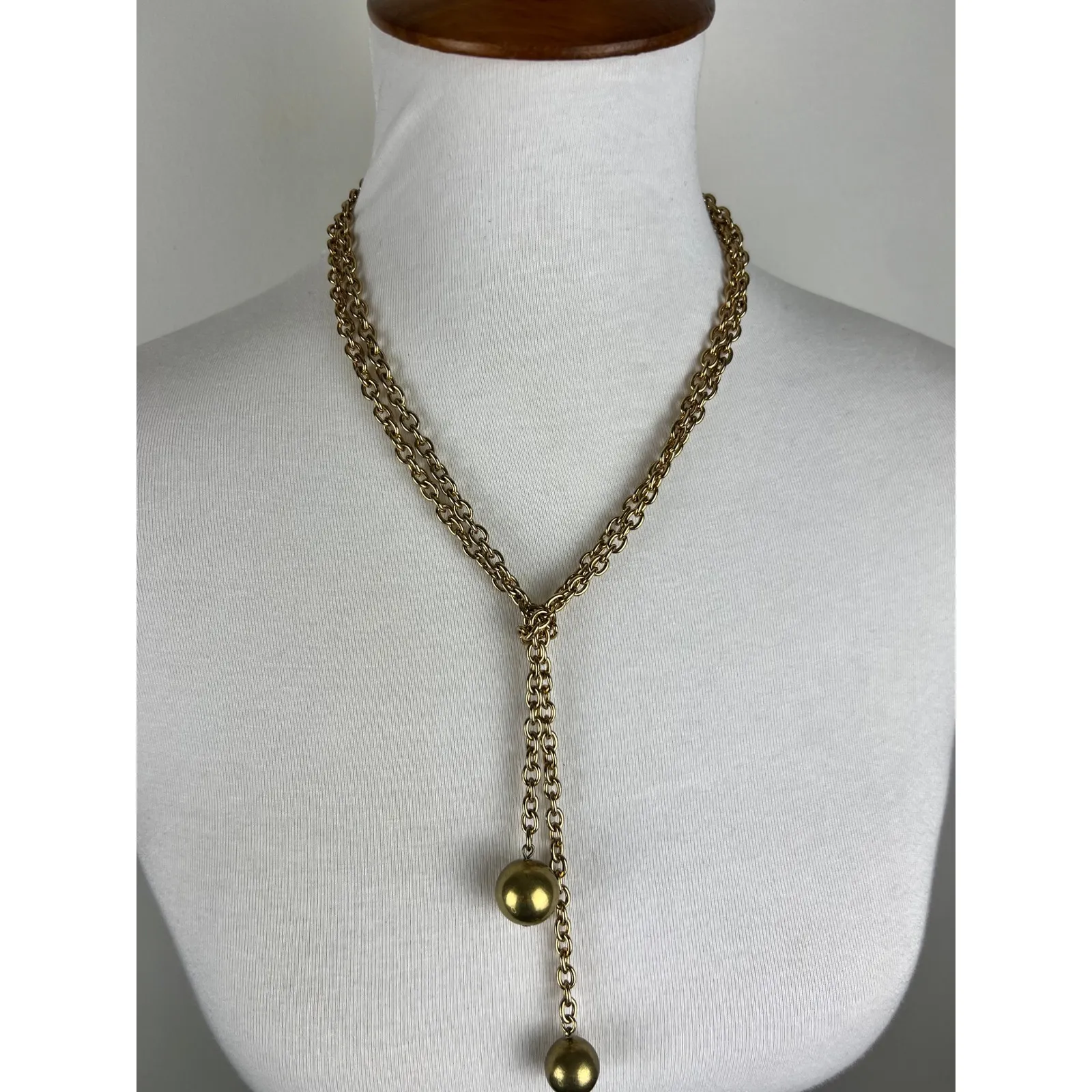 Ann Taylor Gold Tone Chain Necklace with Ball Charm Pendant Fashion Jewelry - Image 2