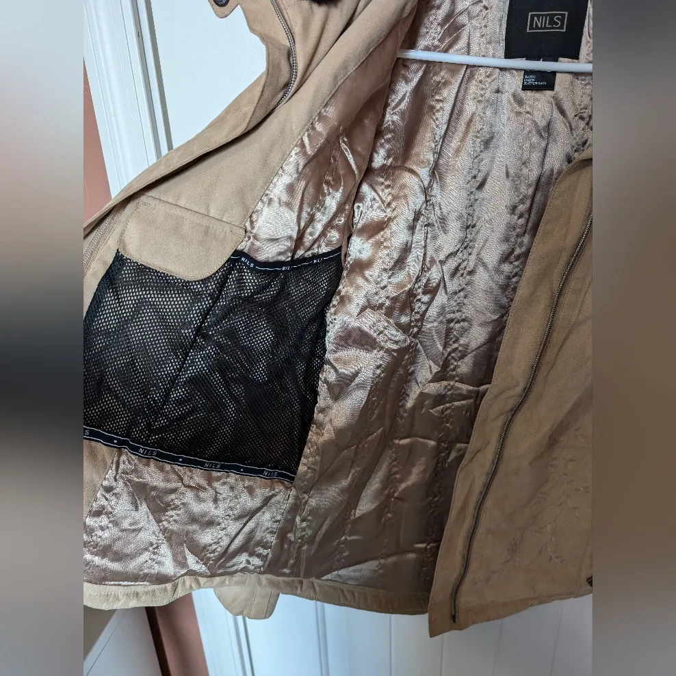 NILS Faux Fur Floral Embroidered Ski Jacket Women's 4 Light Tan/Brown Black - Image 8