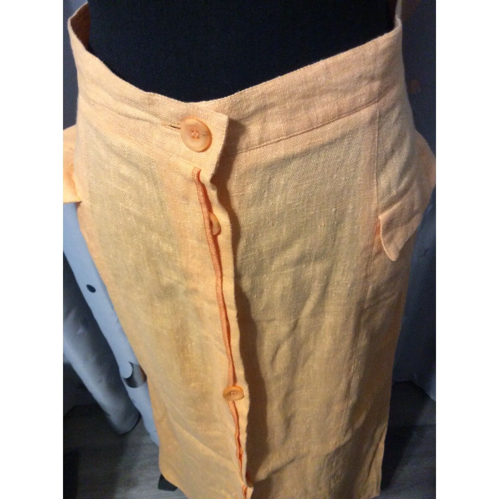 NWOT 100% Linen Plus Maxi Skirt Harve Benard 16 Pockets Button front Retro - Image 4