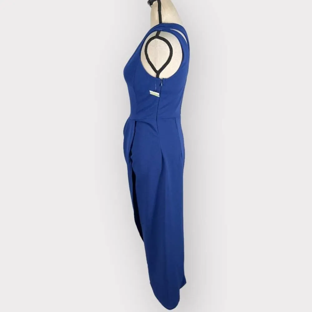 Lulu's Asymmetrical Dress Women's Small Blue One Shoulder Midi Gathered - Image 6