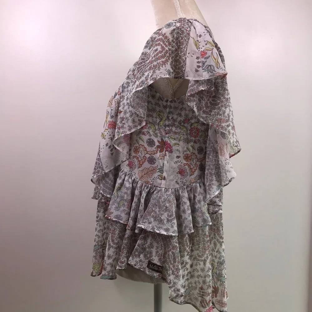 Matilda Jane Ruffle Sleeves Floral Blouse Women’s Size XS Chiffon Lightweight - Image 4