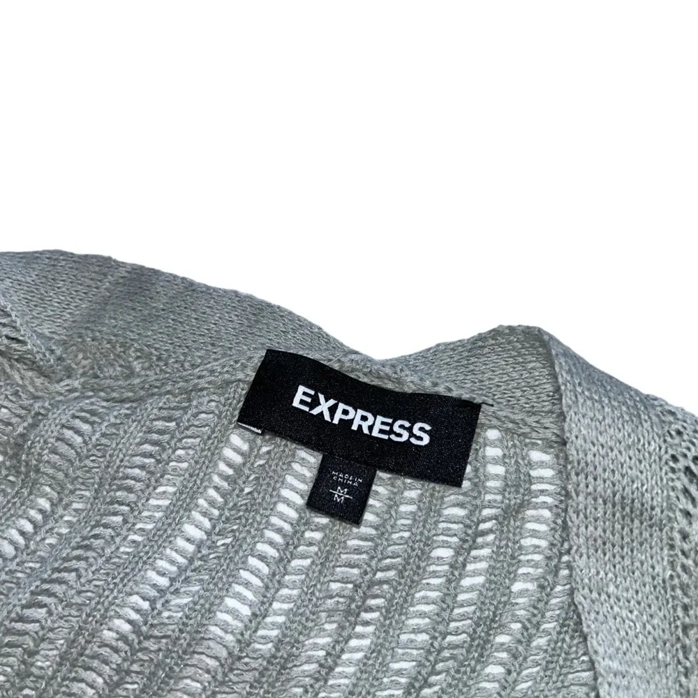 Express Light Gray Knit Cardigan Sweater Women’s Size Medium Lightweight Design! - Image 2