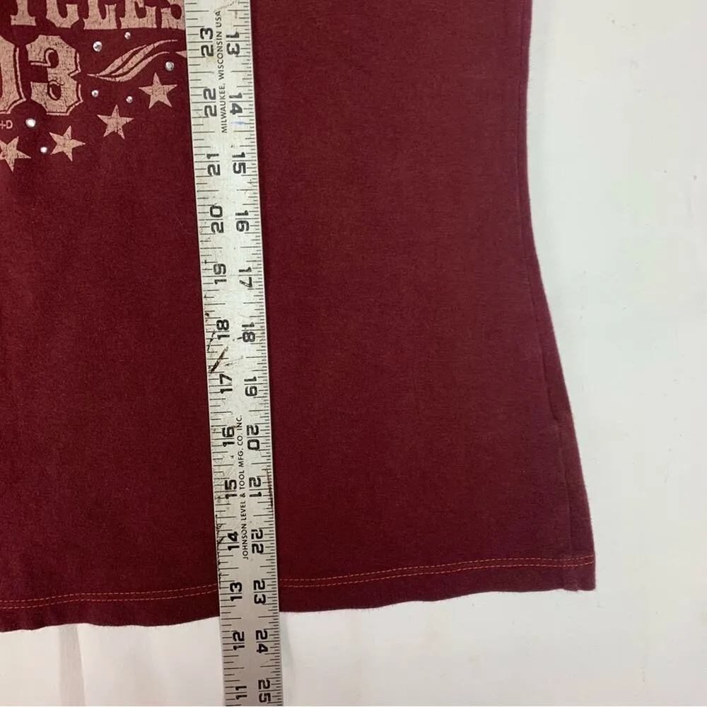 Harley Davidson women's XL shirt sleeve shirt red wine motorcycle graphic tee - Image 10