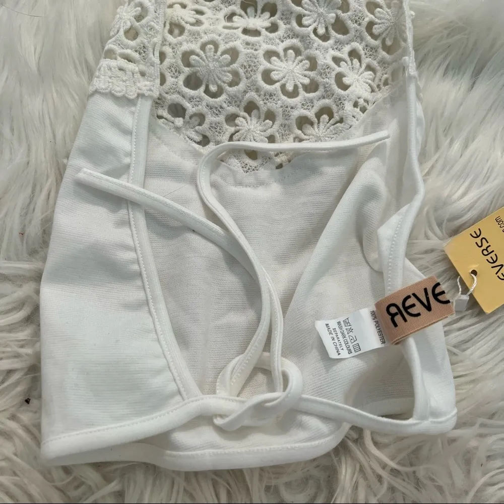 Reverse Crochet Tie Back Crop Top White - Image 8