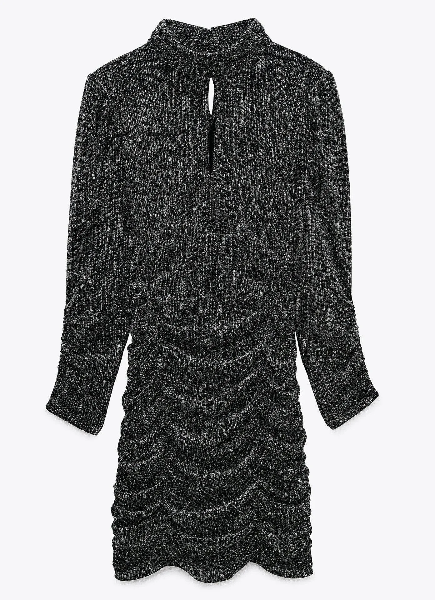 ZARA NWT  Silver Metallic Thread Ruched Dress - Image 2