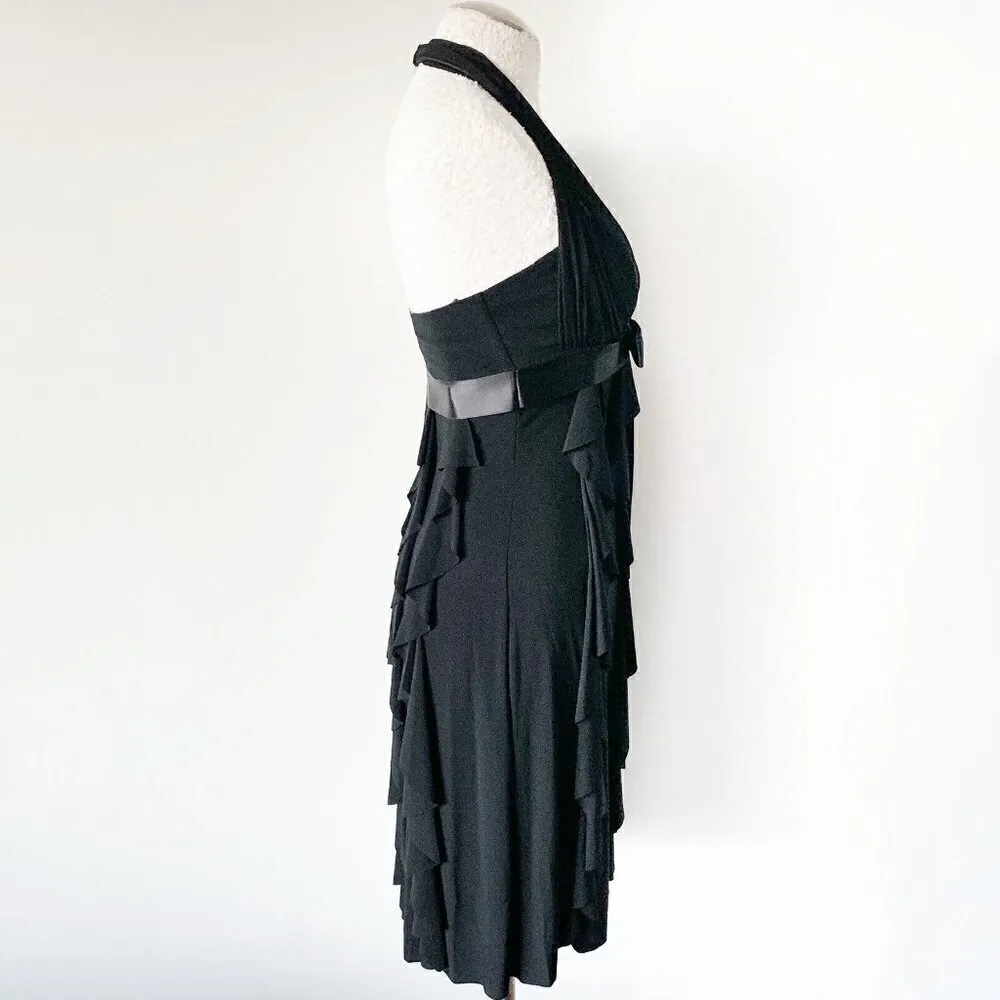 Betsy & Adam Dress Size 4 Sleeveless Ruffle By Linda Bernell Black Women's - Image 4