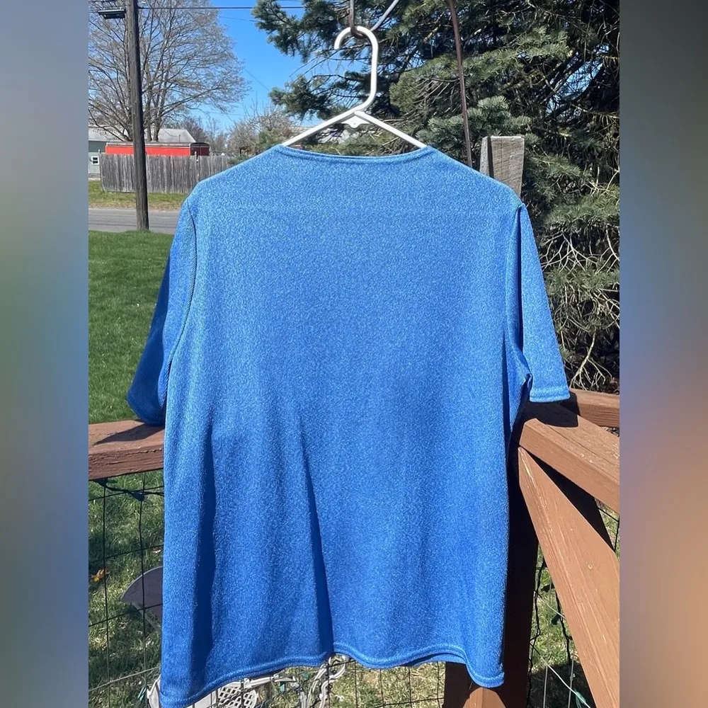 Women Vintage Katie  
Short Sleeve Blue Double Layer Blouse Shirt - Image 2