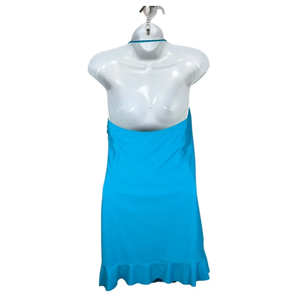 ABS Allen Schwartz Lagoon Blue Skirted One Piece Swimsuit Size 14 NEW - Image 2