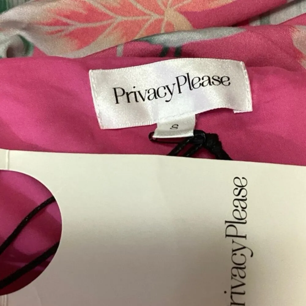 NEW Revolve x Privacy Please Celine Pink Floral Tie Strap Midi Bodycon Dress S - Image 4