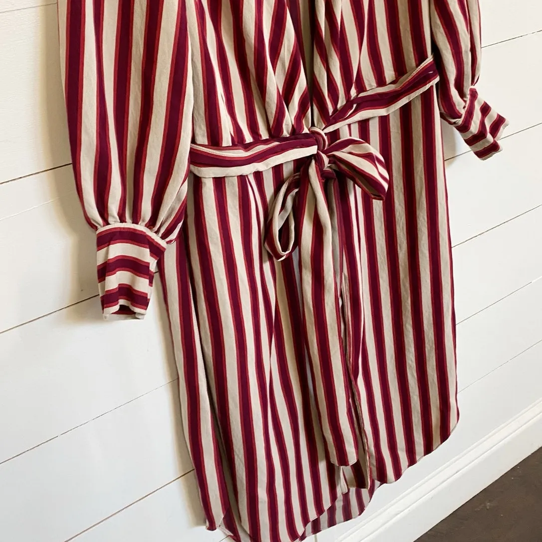 ZARA WOMAN Candy Cane Stripe‎ Mix Stripe Wrap Tunic Top - XS - Image 8
