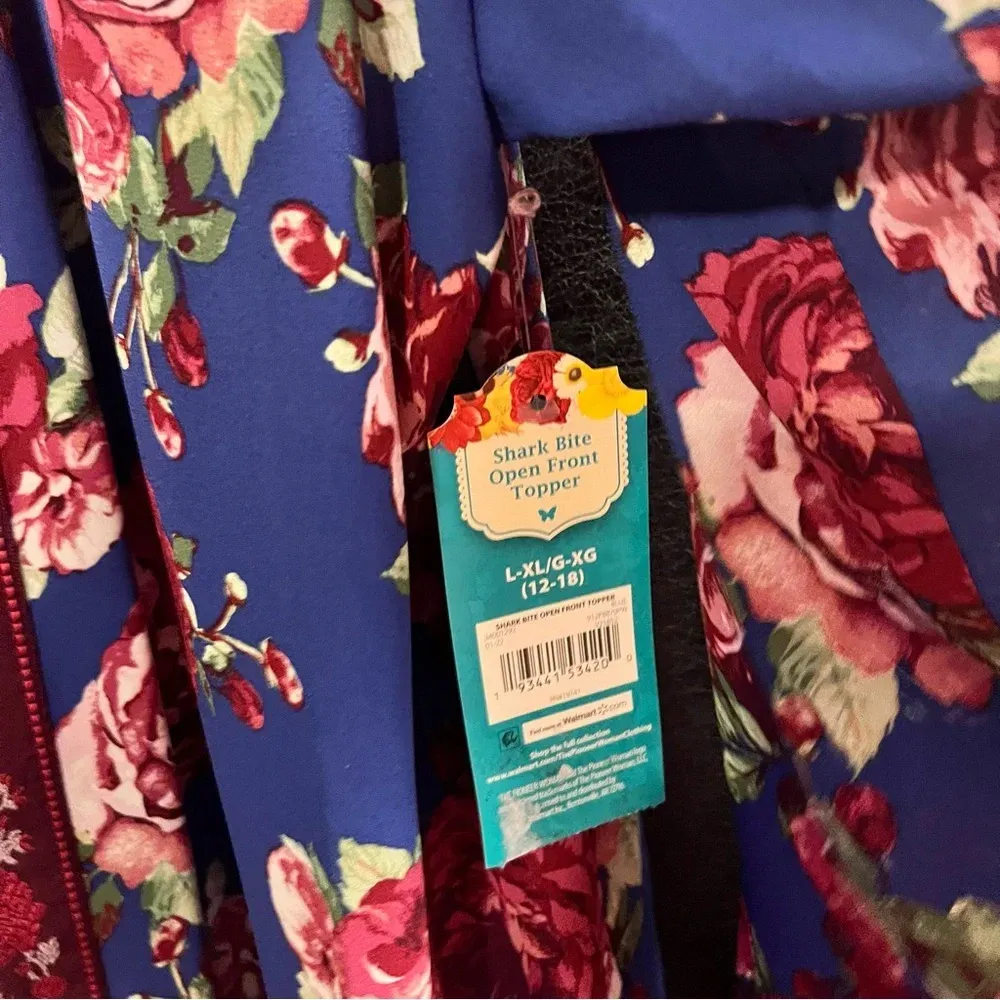 Pioneer Woman Blue Floral Shark Bite Kimono‎ Size L/XL Size L - Image 5
