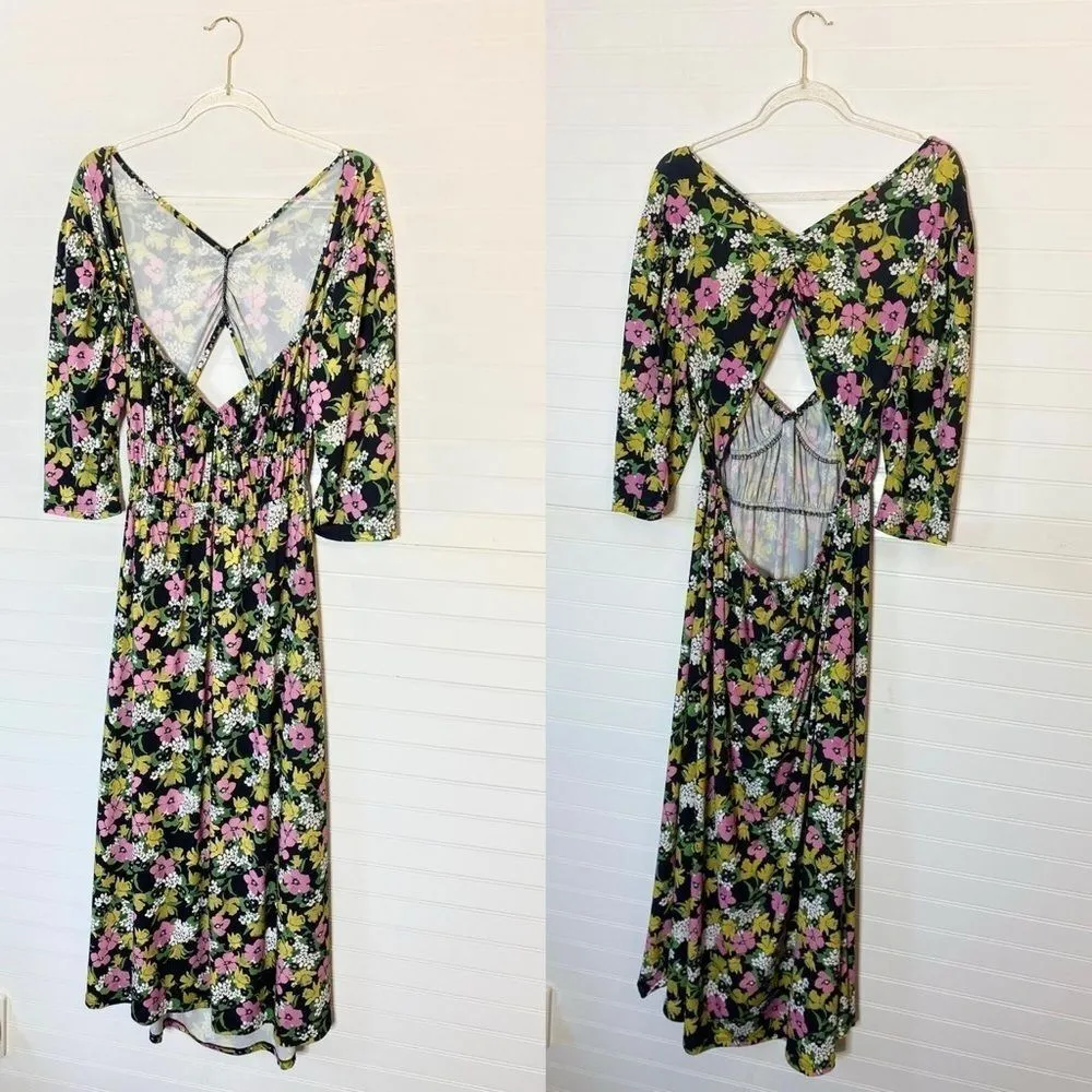 ASOS Multicolor Floral Sweetheart Neck Line Runched Midi Dress - Image 2