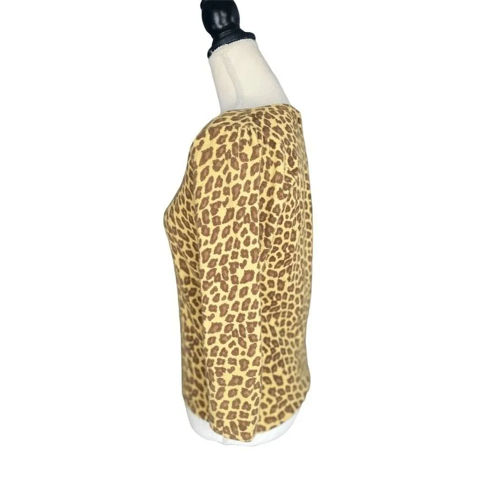 Laura Ashley Women's Leopard Print 3/4 Sleeve Blouse Size 8 Lambswool Angora - Image 5