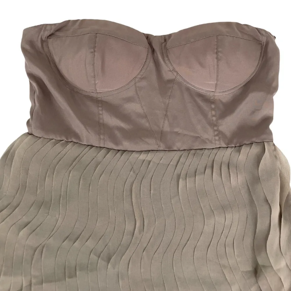 Doe & Rae Strapless Ruffle Dress, Taupe, Medium - Image 3