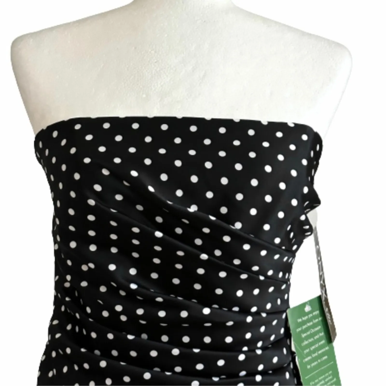 Onyx Nite Dress Black White Polka Dot Strapless Tulle Fit Flare Prom Size 3/4 - Image 3