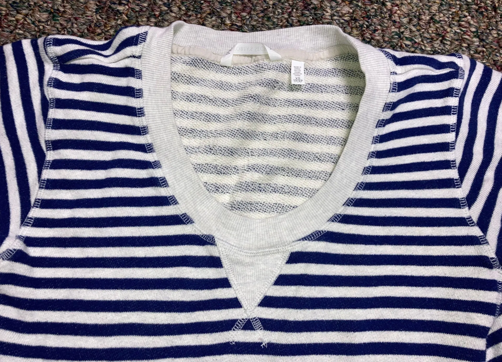 Victoria’s Secret Terry cloth Striped Crewneck Sweatshirt XS - Image 3