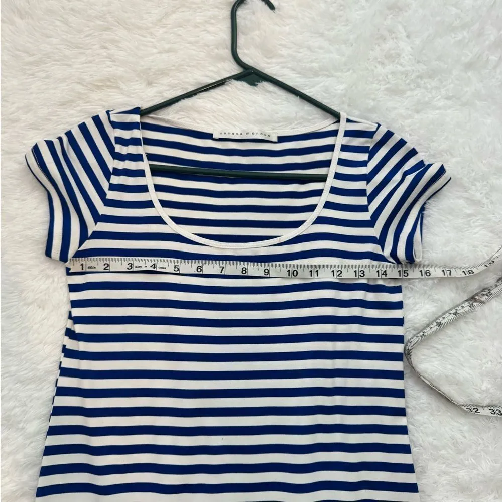 Susana Monaco Navy & White Striped Scoop Neck T-Shirt Dress Size XS - Image 9