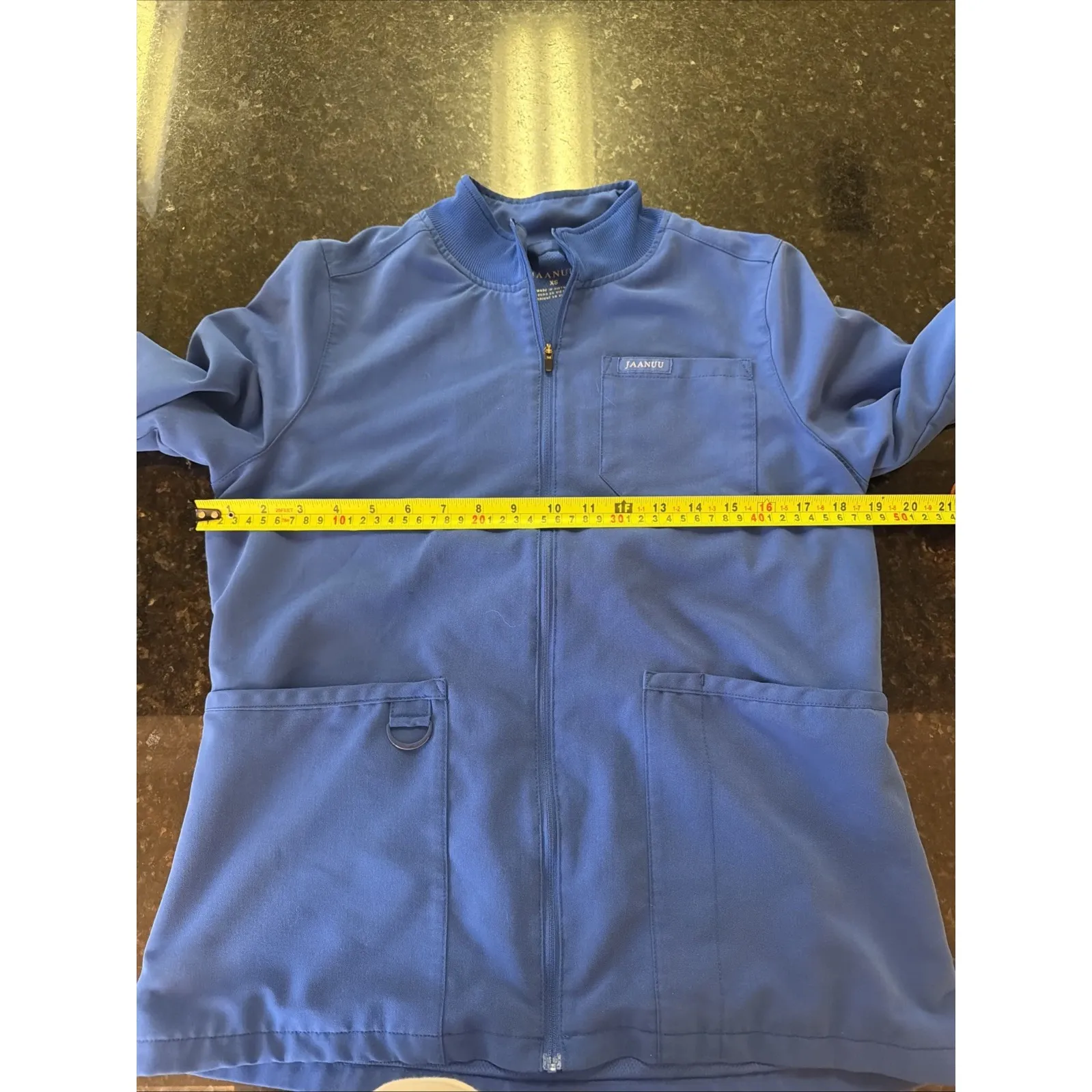 Jaanuu Scrub Jacket Sz XS Blue Full Zip Front Pockets Lined Long Sleeve Hospital - Image 8