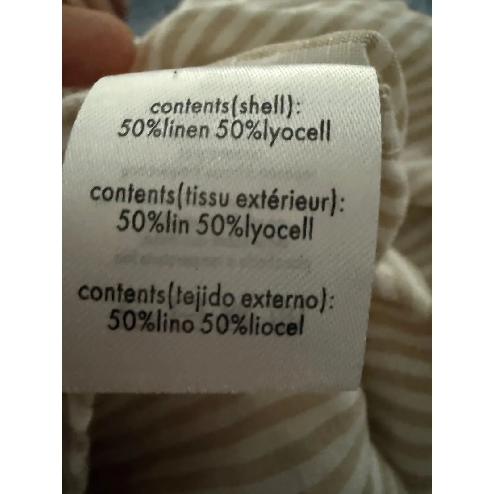 Onia Beige & White Linen Boyfriend Striped Button-Down Shirt | Size M - Image 7