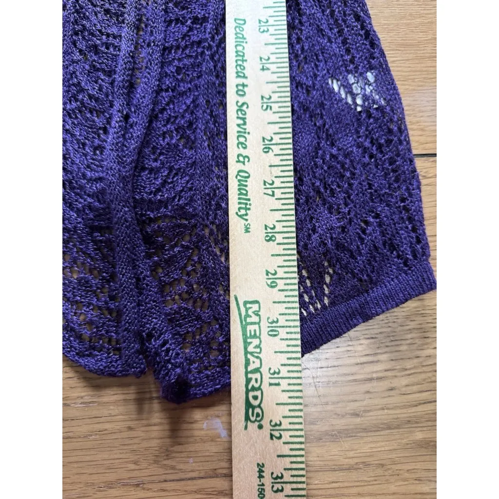 Dressbarn Women Open Front Cardigan Sz Large Open Knit Lightweight Purple Linen - Image 4