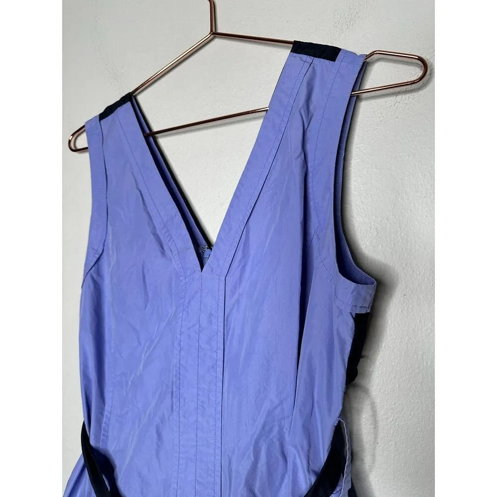 3.1 PHILLIP LIM Purple A-Line Sleeveless V-Neck Poplin Belted Midi Dress Size 4 - Image 9