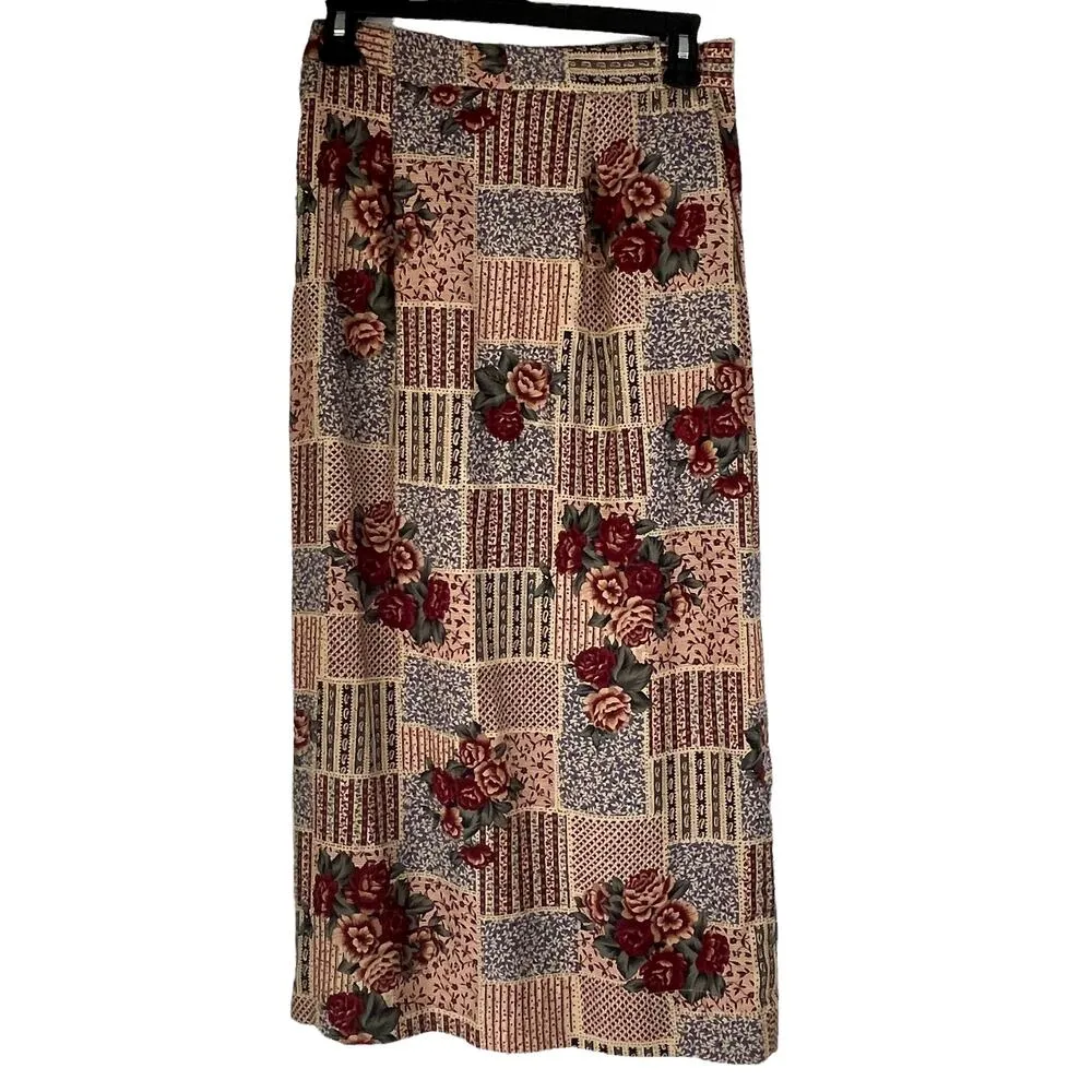 Talbots Vintage 90s Size 6 Small Rose Western Cottage Wrap Skirt - Image 2