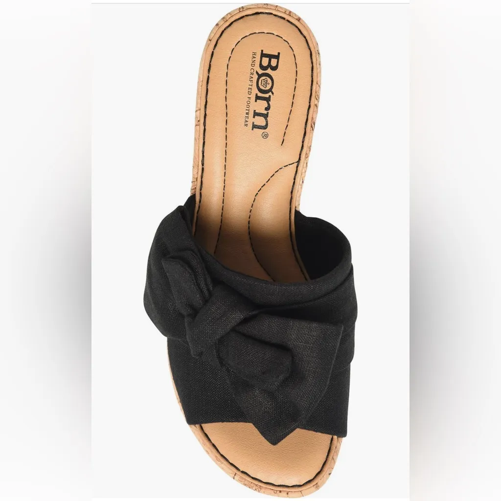 Born Black Cork Wedge Sandals Size 10 - Image 6