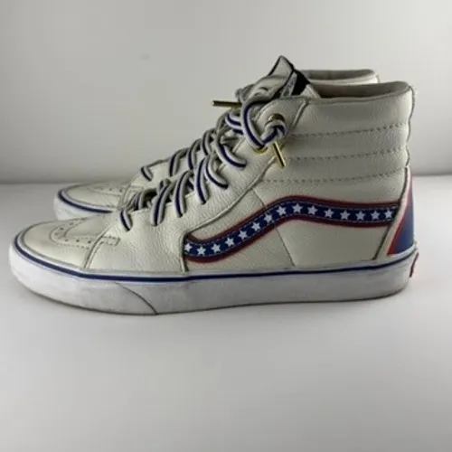 Vans SK8-Hi Americana Sneakers Womens 10 White Red Blue High Special Edition - Image 5