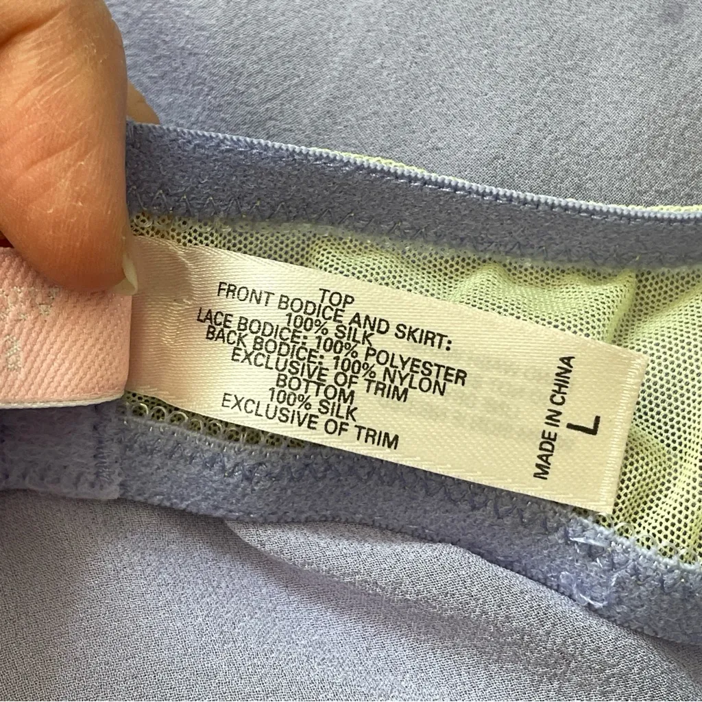 Victoria's Secret Slip Dress silk vintage lace sheer mini womens Purple (large) - Image 6