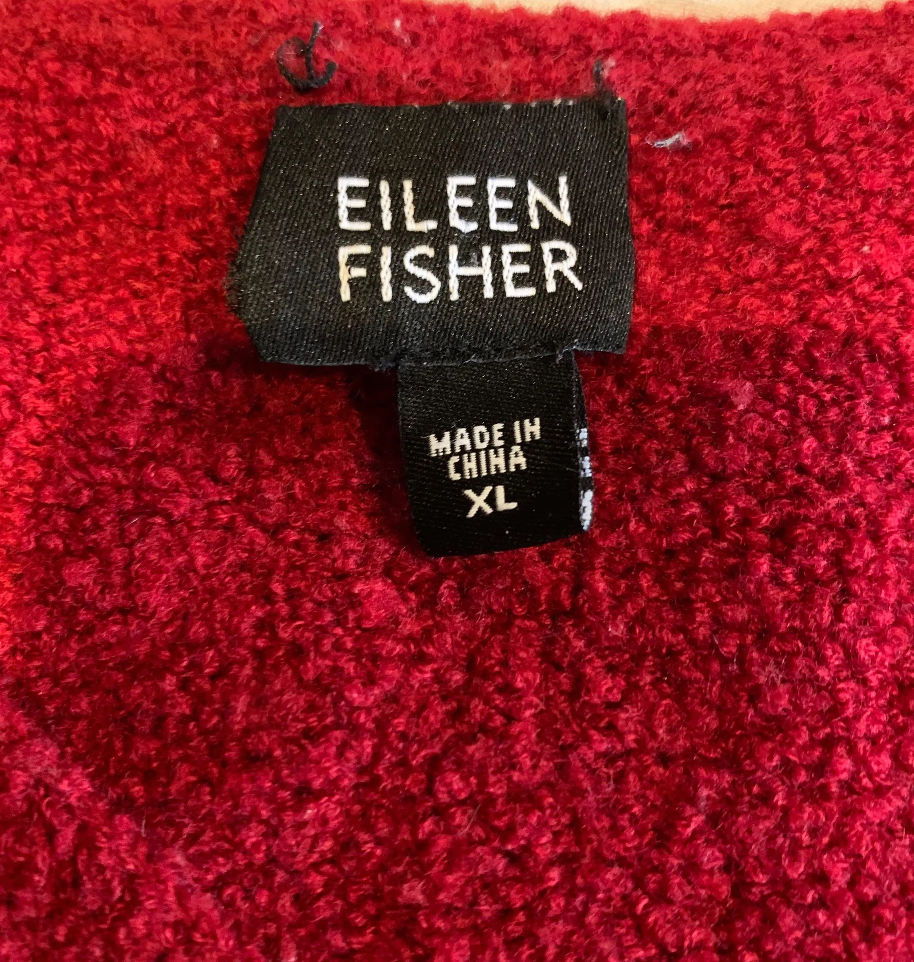 Red Wool Blend V Neck Sweater XL - Image 3