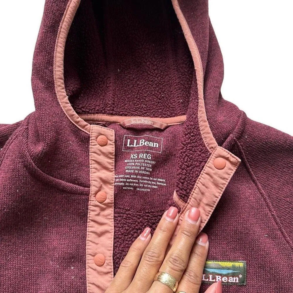 L.L.Bean Women’s Pullover 1/4 Button Hooded Sweater Sweatshirt - Image 6