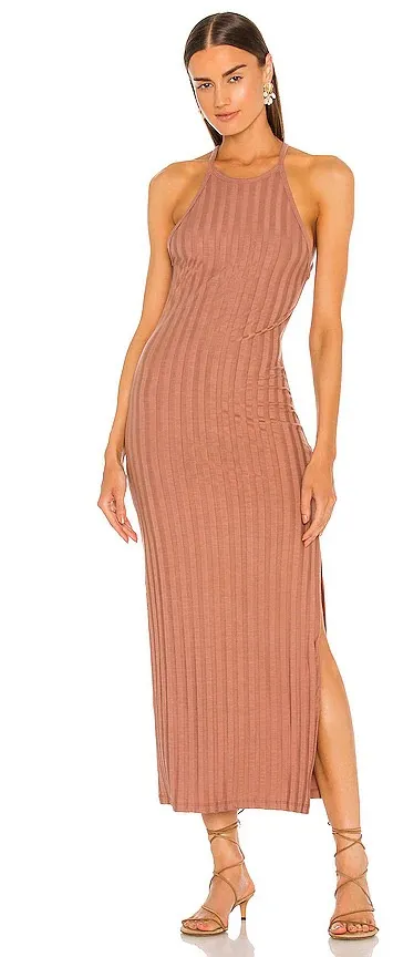 Jonathan Simkhai Standard Megan rib knit racerback maxi dress in teak size small Brown - Image 1