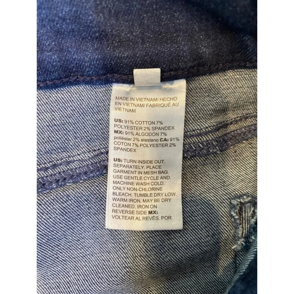 Chico’s Pull On Denim Dark Blue Wash Jeggings EUC Sz 4R Rhinestones Argyle Print - Image 6