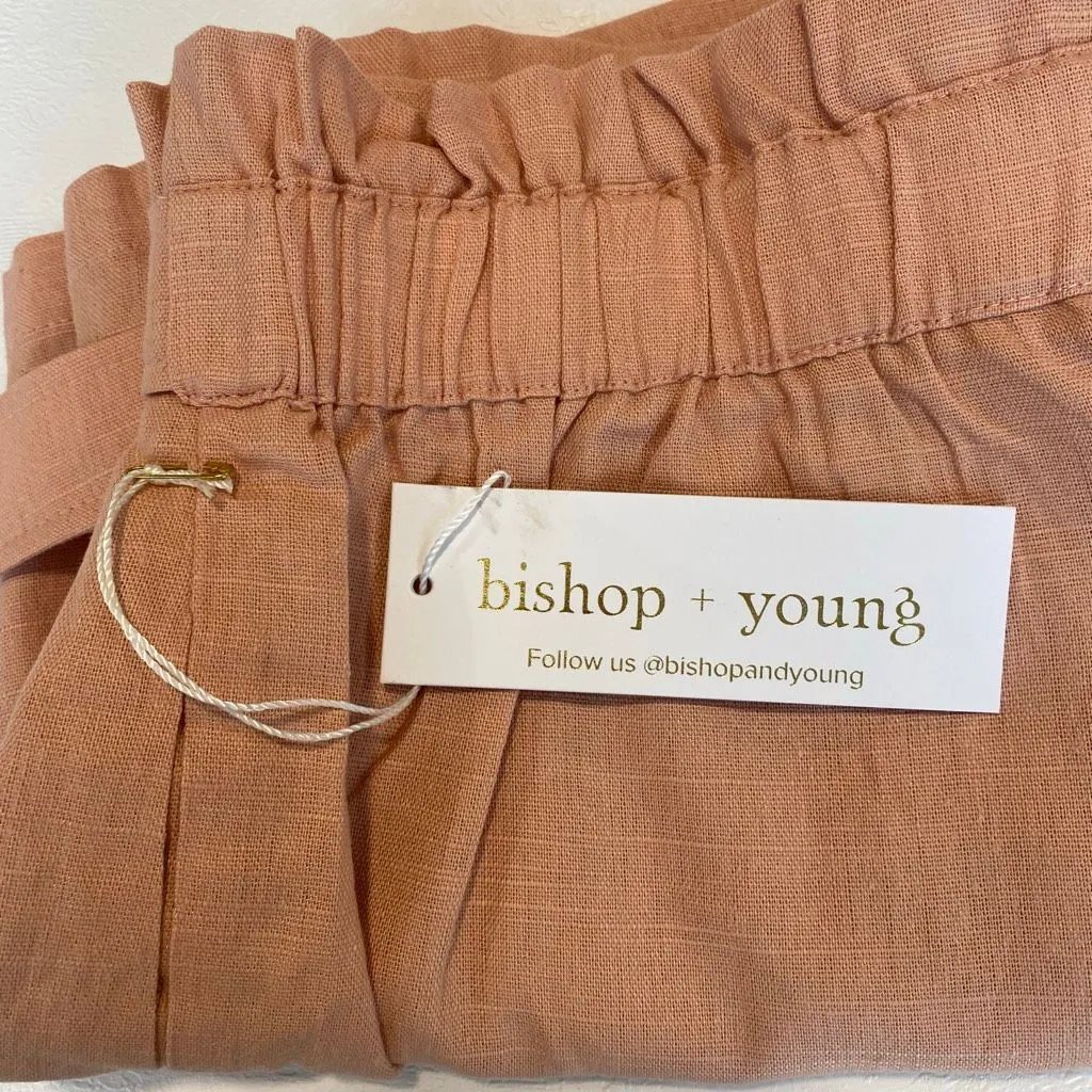 Bishop + Young Lotus Pink Paperbag Waist Belted Summer Shorts Size Large NWT - Image 11