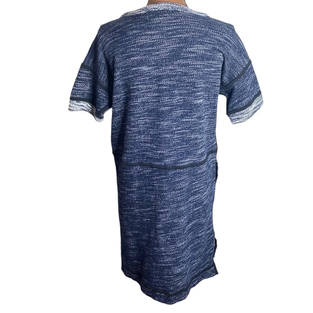 Madewell marled blue piped cuffed short sleeve sweatshirt dress with pockets S - Image 3