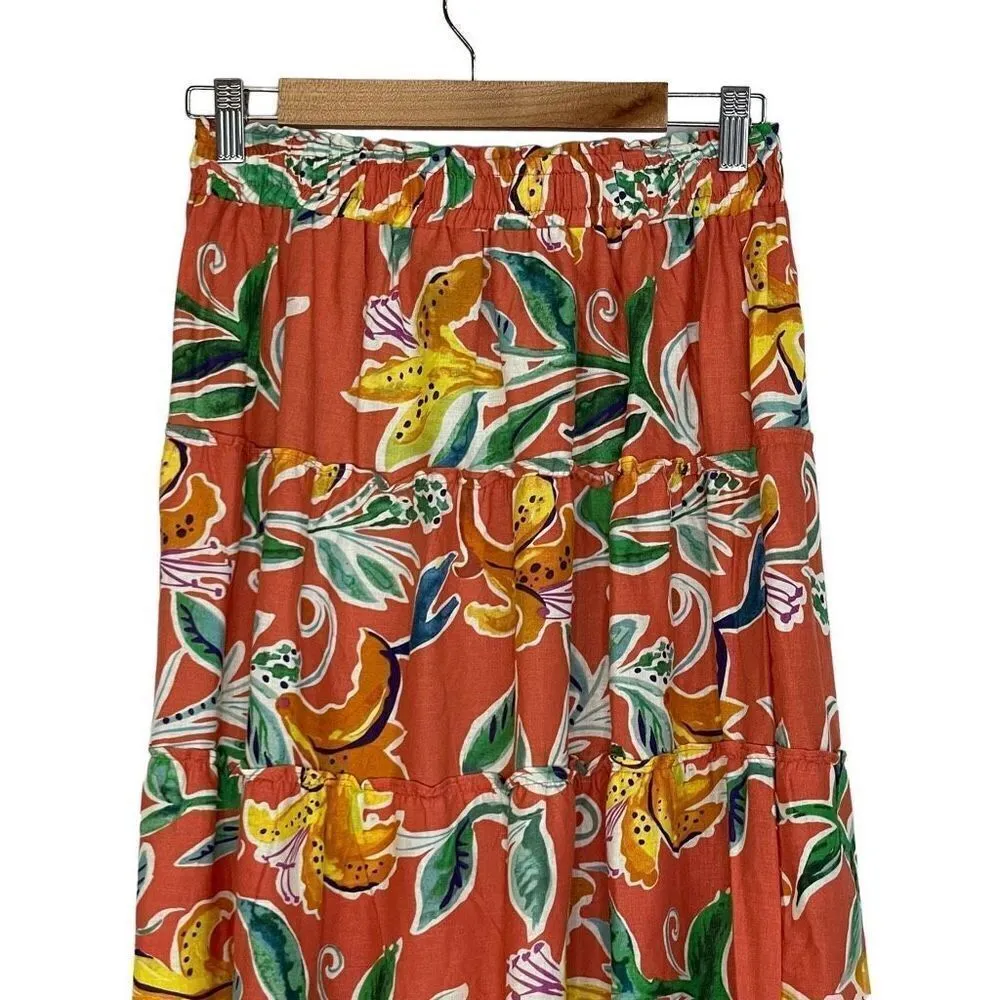 Rachel Roy Long Floral Linen Maxi Skirt Size M New - Image 3