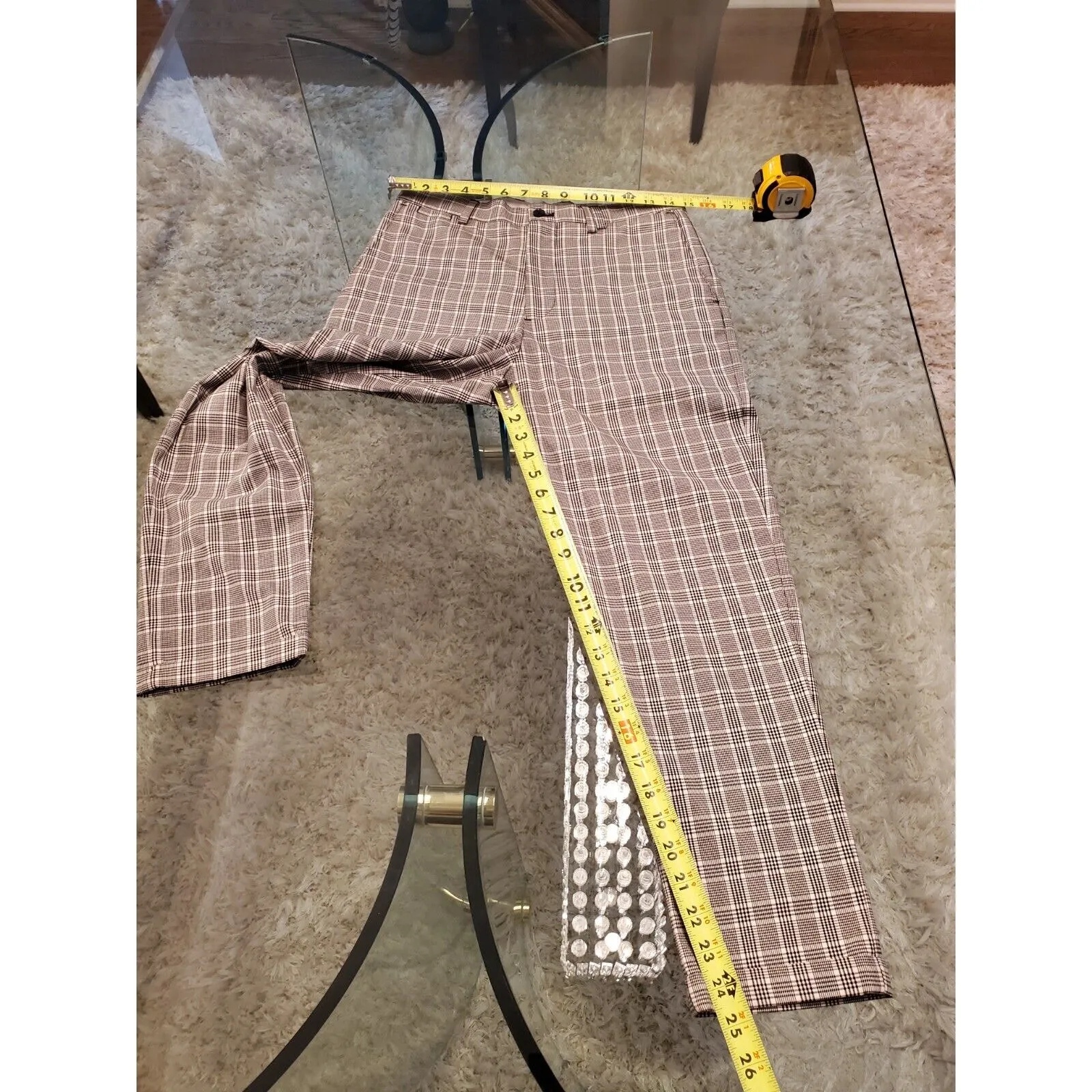 Zara Women's Gray Check Polyester Mid Rise Skinny Legs Casual Dress Pant Size 29 - Image 10